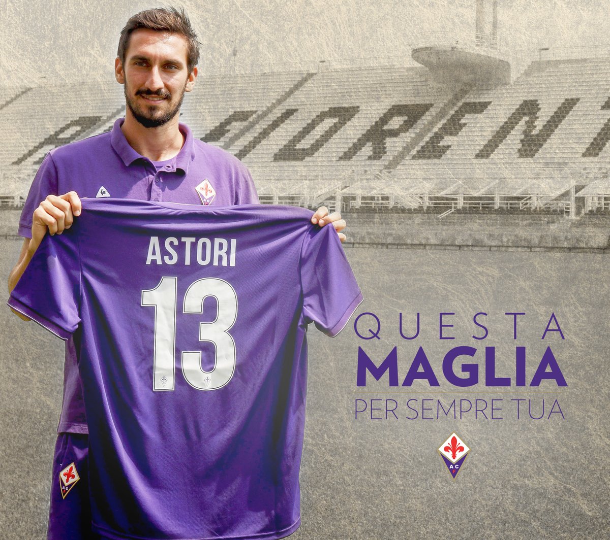 Fiorentina e Cagliari hanno ritirato la maglia numero 13 di Davide Astori