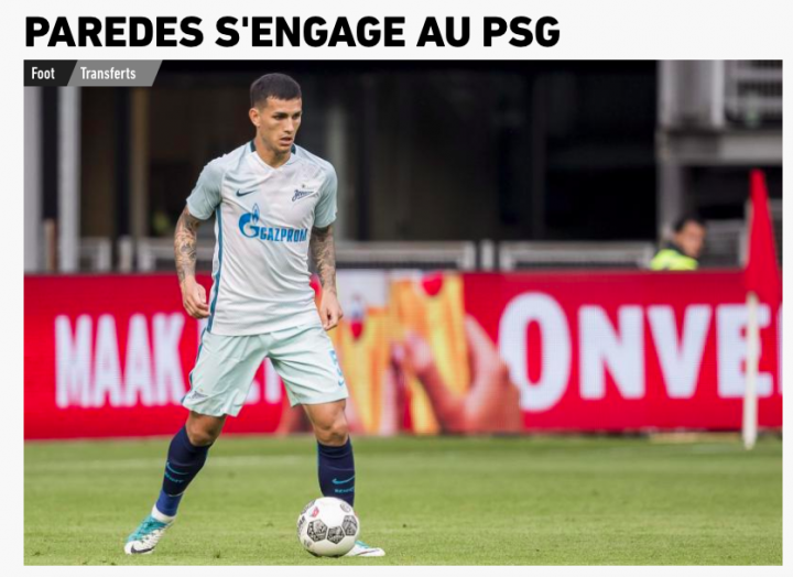 L’Equipe: “Il Psg ha comprato Paredes per 47,5 milioni”