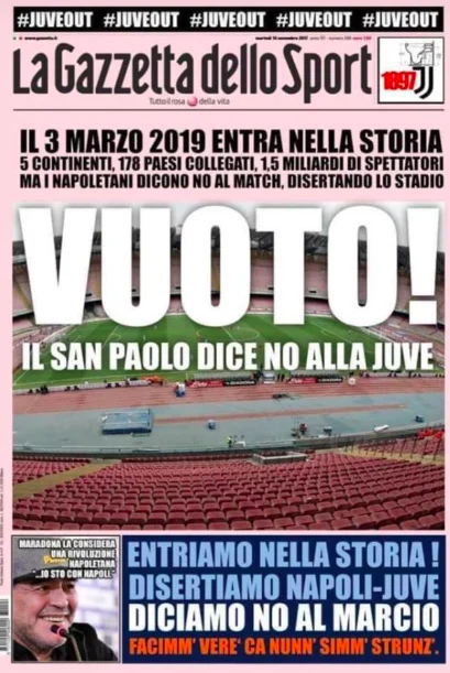Napoli Juventus stadio vuoto