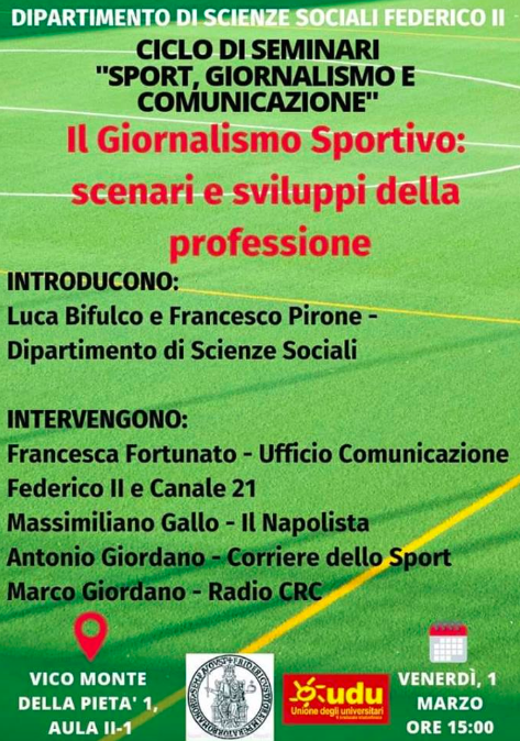 Venerdì (domani) alla Federico II seminario sul giornalismo sportivo col Napolista Venerdì (domani) alla Federico II seminario sul giornalismo sportivo col Napolista