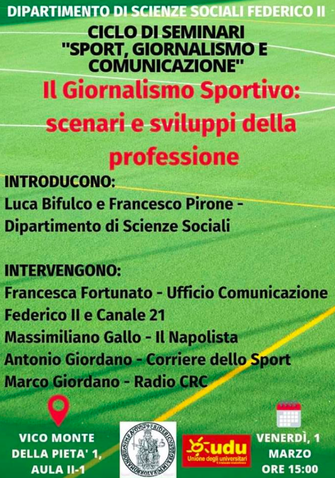 Venerdì (domani) alla Federico II seminario sul giornalismo sportivo col Napolista