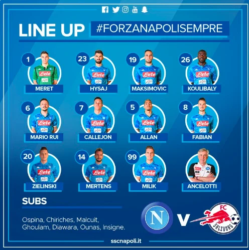 formazioni napoli-salisburgo