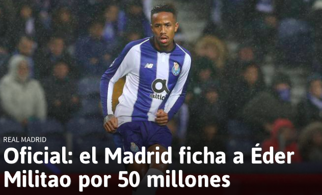 Il Real Madrid compra dal Porto il difensore Militao per 50 milioni