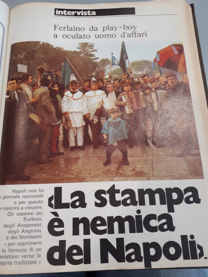 Nel 1974 Ferlaino al Guerin Sportivo: «Al Napoli per vincere lo scudetto manca un grande giornale»