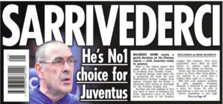Il Sun conferma le voci di Sarri alla Juventus