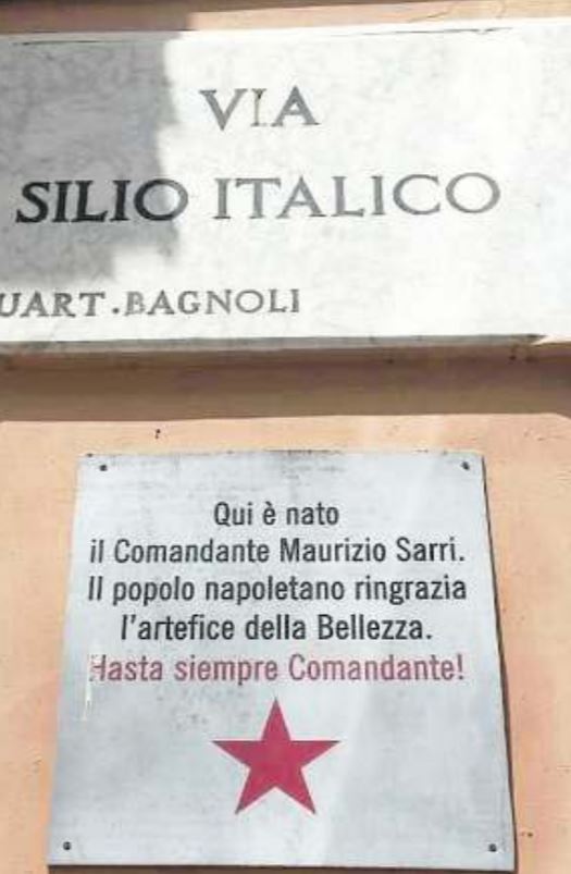 Sui social il referendum per rimuovere la targa dedicata a Sarri a Bagnoli