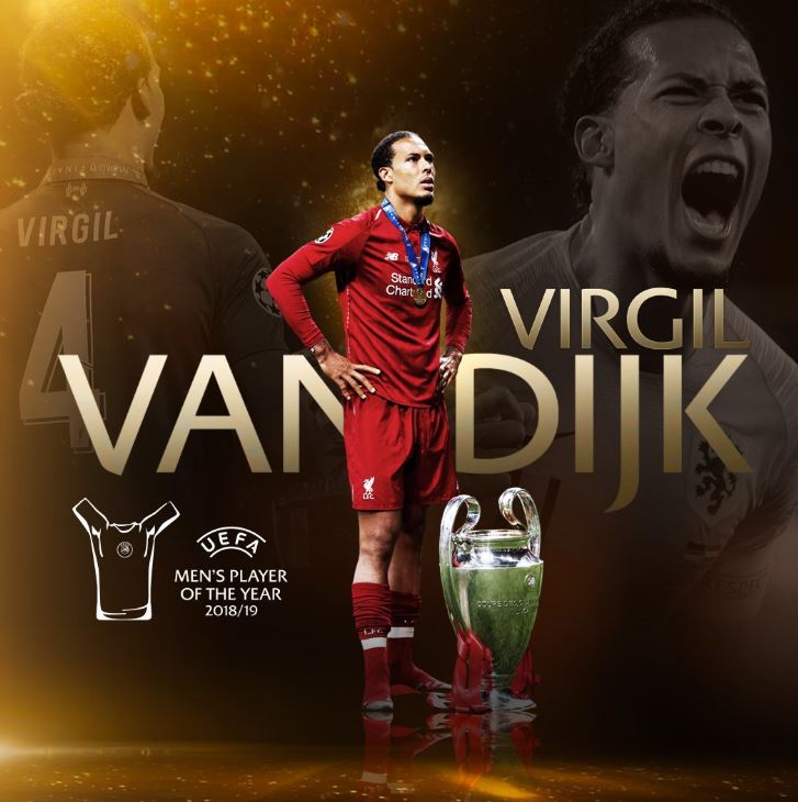Uefa: è Van Dijk il miglior giocatore dell’anno