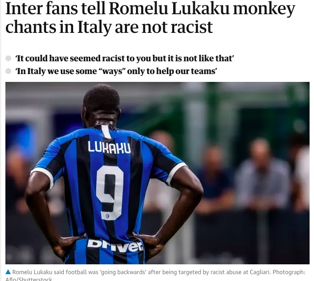 Anche il Guardian riporta la lettera degli ultras della Curva Nord a Lukaku