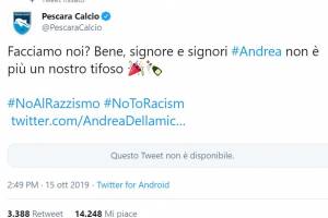 Il Pescara blocca sui social tifoso razzista (e moltiplica i like) item-thumbnail