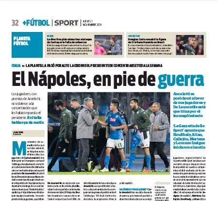 L'ammutinamento del Napoli finisce sui quotidiani spagnoli e su L'Equipe