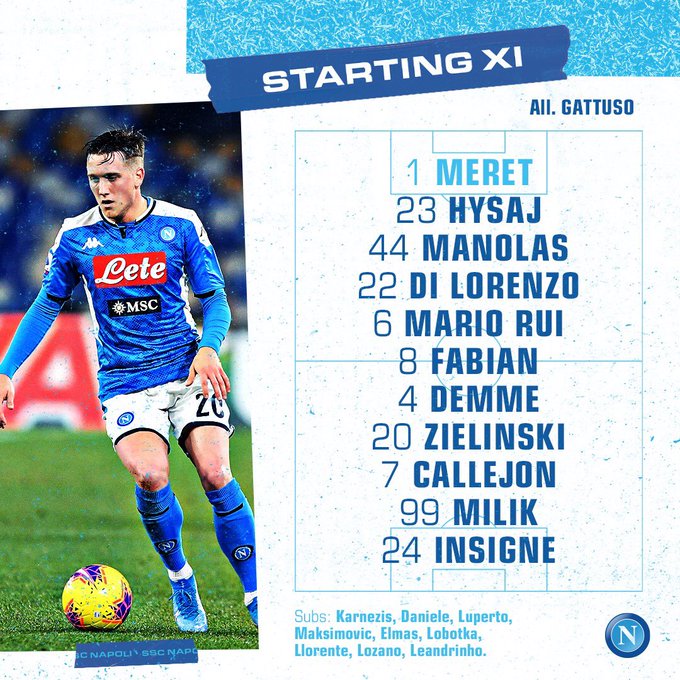 Napoli-Juve: Meret e Fabian in campo. Sarri schiera il tridente con Higuain Napoli-Juve: Meret e Fabian in campo. Sarri schiera il tridente con Higuain