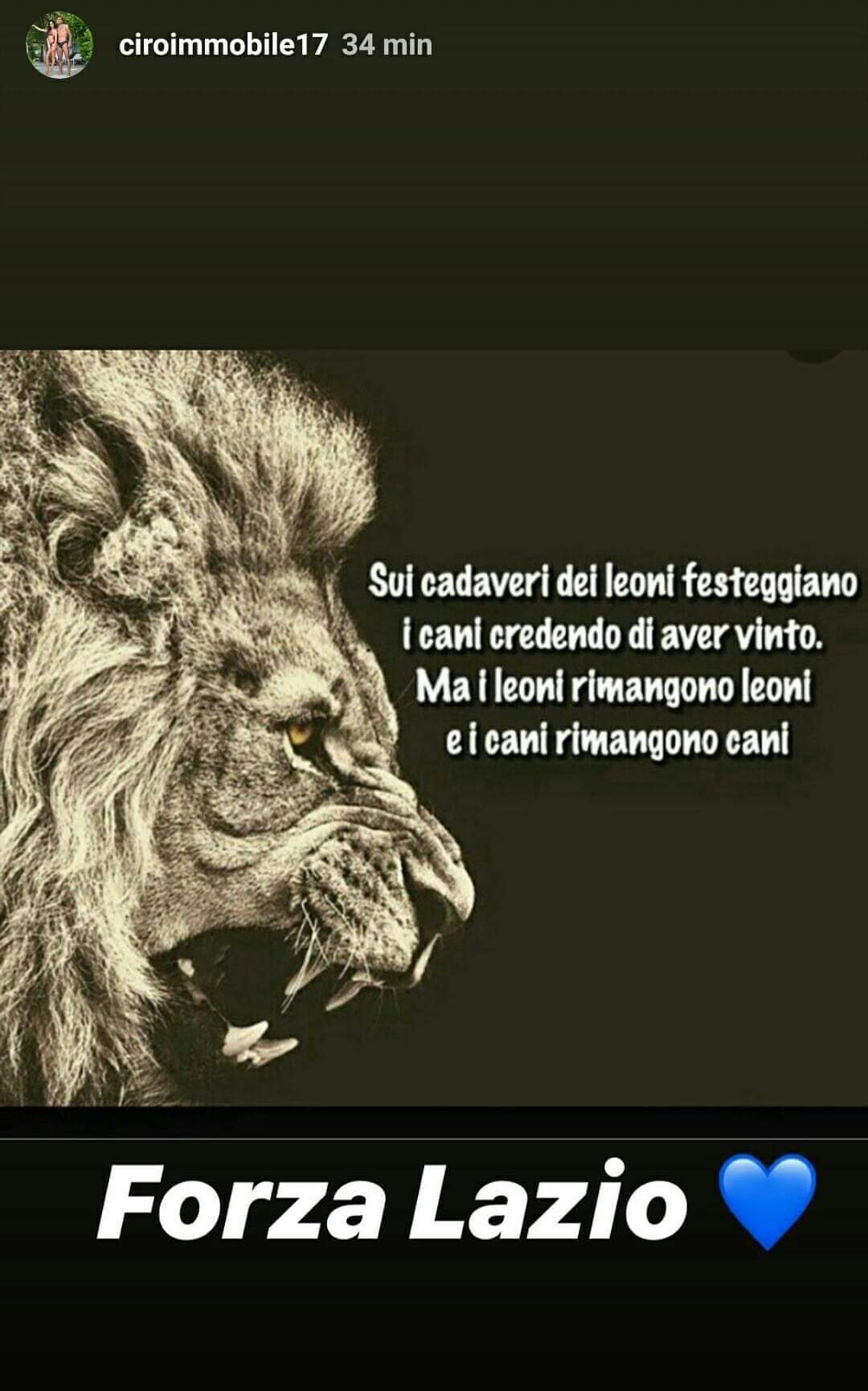 Immobile su Instagram: “I cani restano cani, pensando di aver vinto”