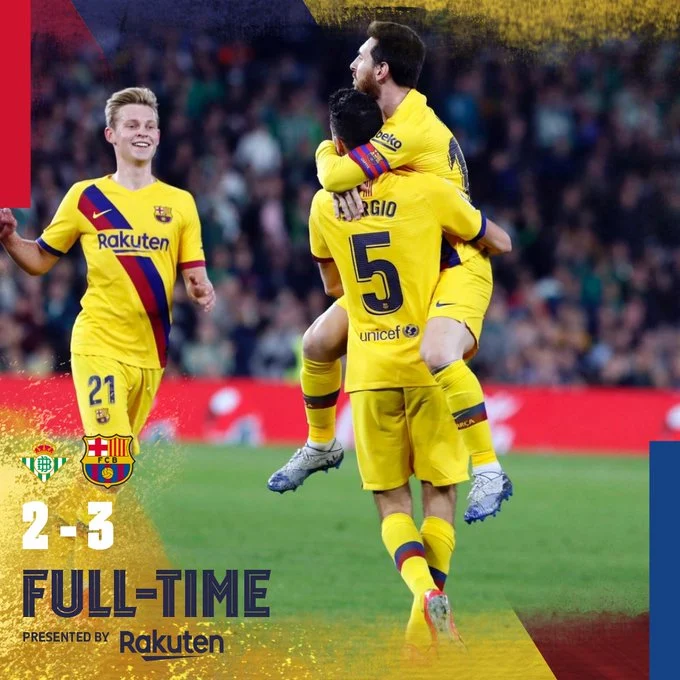 Il Barcellona allontana un po' la crisi: vince 3-2 in casa del Betis