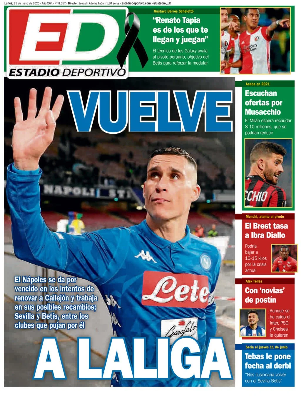 Callejon torna a giocare in Liga