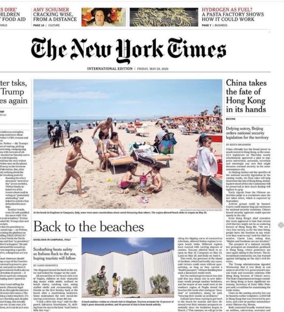 Il New York Times celebra Varcaturo spiaggia anti Covid