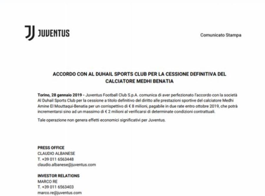 La Juve multata dalla Fifa per la cessione di Benatia: c’era una clausola contro il Napoli (e non solo)