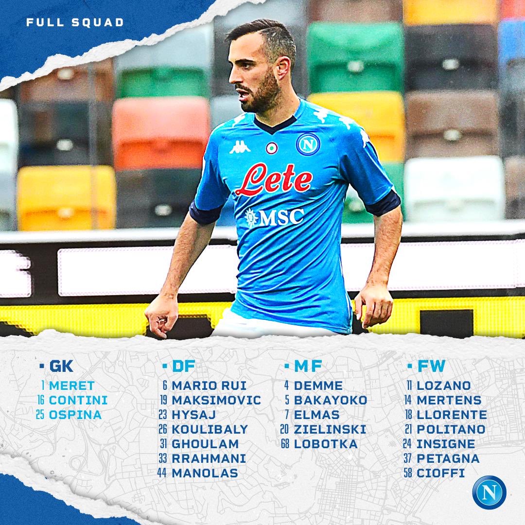 Napoli-Fiorentina, i convocati di Gattuso. Ci sono Manolas e Mertens