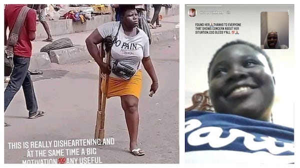 Osimhen ha trovato la ragazza nigeriana, senza una gamba, che vende l’acqua come faceva lui Osimhen ha trovato la ragazza nigeriana, senza una gamba, che vende l’acqua come faceva lui