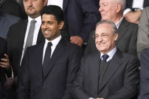 Florentino Perez e Al Khelaifi Superlega uefa