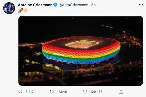 il tweet di Griezmann che prende posizione sull'omosessualità nel calcio