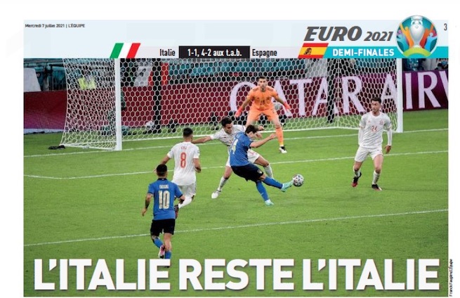 L’Equipe: l’Italia resta l’Italia: difesa e contropiede. Jorginho non ha mai visto il pallone