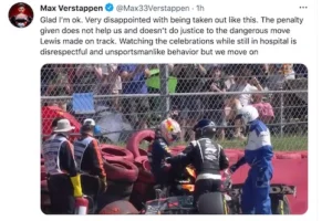 Verstappen dopo lo scontro con Hamilton