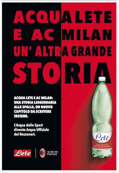 Lete diventa anche rossonera, ora è sponsor del Milan (e acquista pagine di Corsera e Gazzetta) Lete diventa anche rossonera, ora è sponsor del Milan (e acquista pagine di Corsera e Gazzetta)