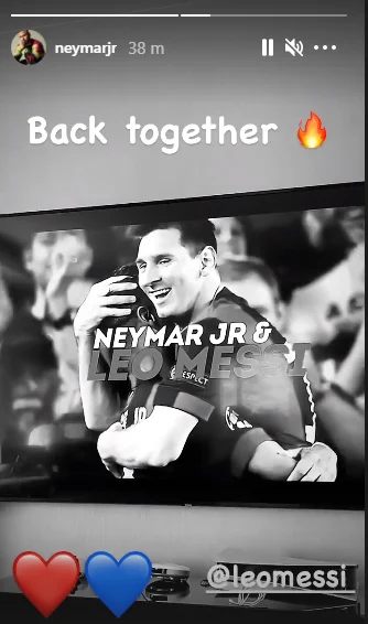 il psg e neymar salutano messi