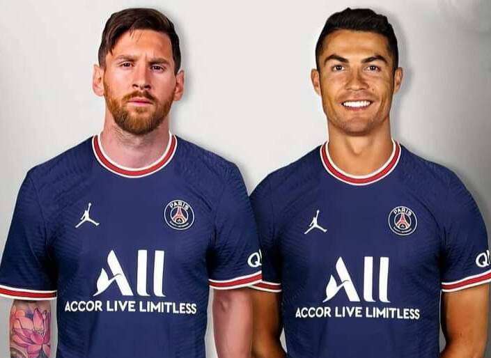 Il tweet di un Al Thani con Messi e Ronaldo con la maglia del Psg