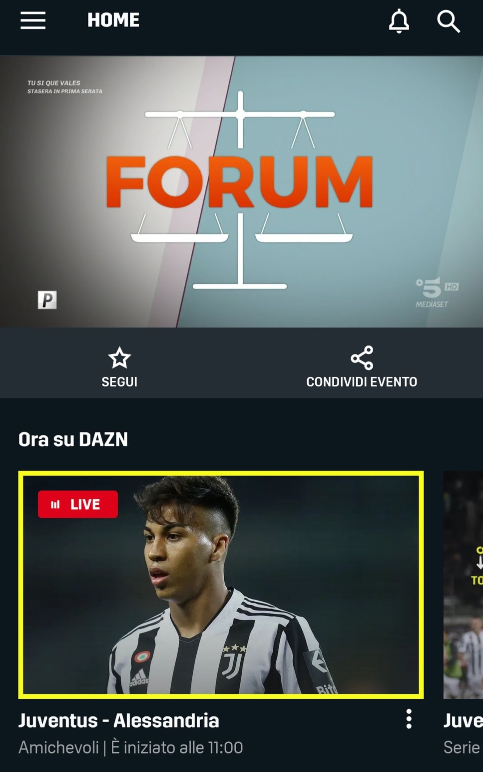 Forum al posto dell’amichevole della Juve, Dazn: «Errore di El Towers, che distribuisce il segnale» Forum al posto dell’amichevole della Juve, Dazn: «Errore di El Towers, che distribuisce il segnale»