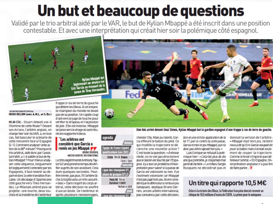 Anche per l’Equipe il (non) fuorigioco di Mbappé “va contro lo spirito del gioco”