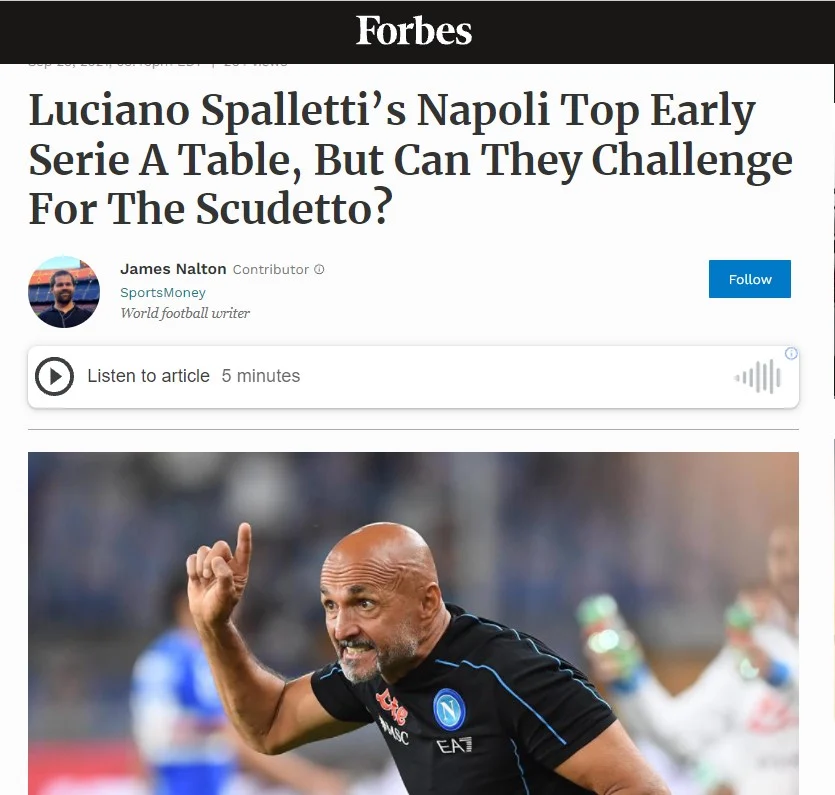 Il Napoli su Forbes
