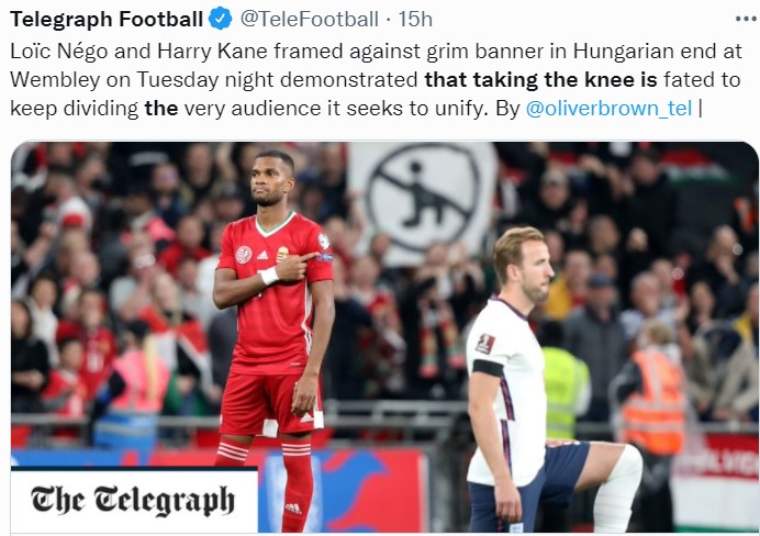 Kane in ginocchio, l’ungherese di colore Négo in piedi. La foto che riassume il razzismo nel calcio