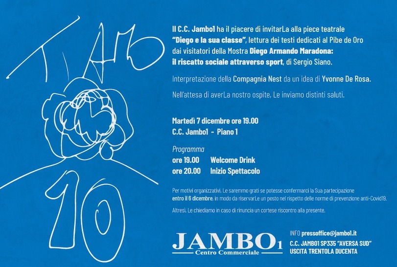 Lettere a Maradona, stasera al centro commerciale Jambo1 Lettere a Maradona, stasera al centro commerciale Jambo1