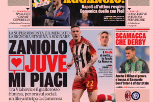 Un like di Zaniolo a Vlahovic è la prima pagina della Gazzetta modello Cioè item-thumbnail