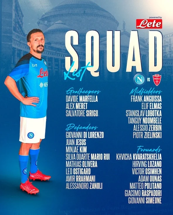 convocati di Napoli-Monza