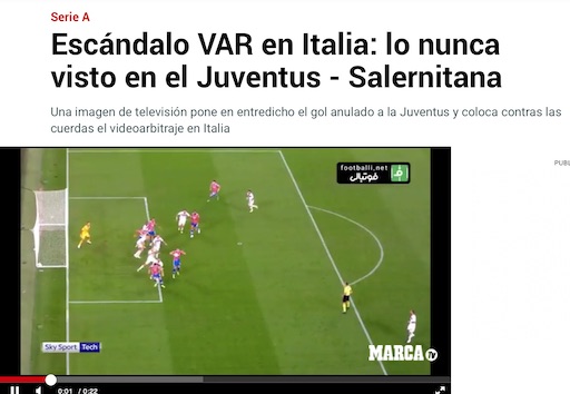 Juventus-Salernitana finisce su Marca: scandalo Var in Italia Juventus-Salernitana finisce su Marca: scandalo Var in Italia