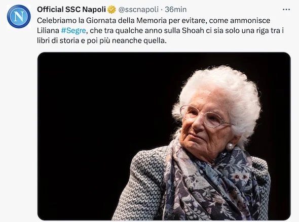 Il Napoli ricorda la Shoah