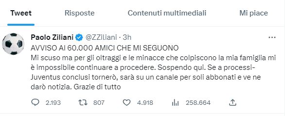 Ziliani lascia Twitter: «Per gli oltraggi e le minacce alla mia famiglia mi è impossibile continuare» 
