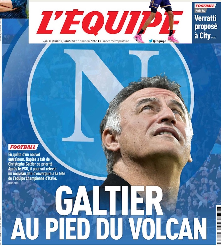 Galtier al Napoli in copertina de L’Equipe: “Galtier ai piedi del vulcano”