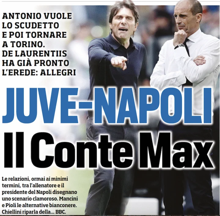 I giocatori del Napoli già sanno che il prossimo allenatore sarà Allegri (Tuttosport) I giocatori del Napoli già sanno che il prossimo allenatore sarà Allegri (Tuttosport)