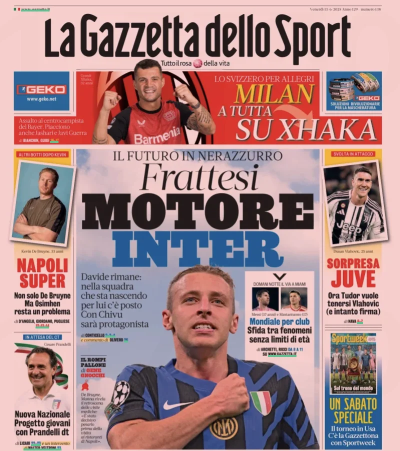 “Basta sudditanza culturale, chi è sto De Bruyne? Milàn l’è un gran Milàn, la Gazzetta apre con Frattesi” “Basta sudditanza culturale, chi è sto De Bruyne? Milàn l’è un gran Milàn, la Gazzetta apre con Frattesi”