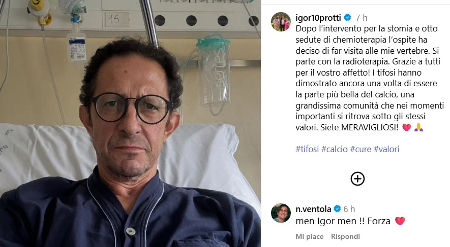 Protti, il tumore peggiora: «Dopo interventi e chemio, ora ha raggiunto le vertebre»