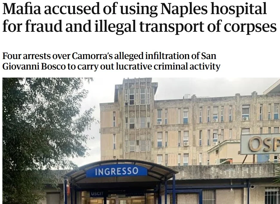 Finisce sul Guardian l’ospedale San Giovanni Bosco in mano alla camorra: “Trafugavano pure i cadaveri” Finisce sul Guardian l’ospedale San Giovanni Bosco in mano alla camorra: “Trafugavano pure i cadaveri”