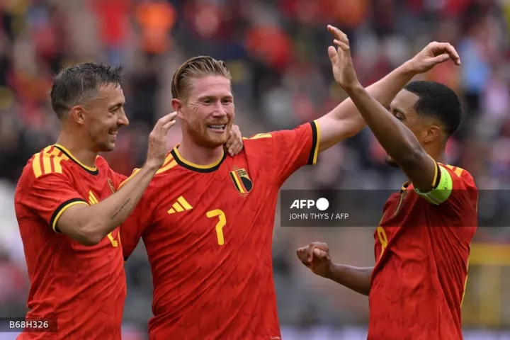 De Bruyne esulta dopo un suo gol col Belgio