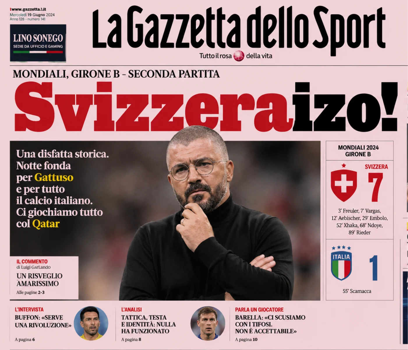 svizzera italia 7 1 gattuso in versione iraniano rischia l8217espulsione dal mondiale da Ilnapolista.it svizzera italia 7 1 gattuso in versione iraniano rischia l8217espulsione dal mondiale