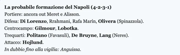 Probabile formazione