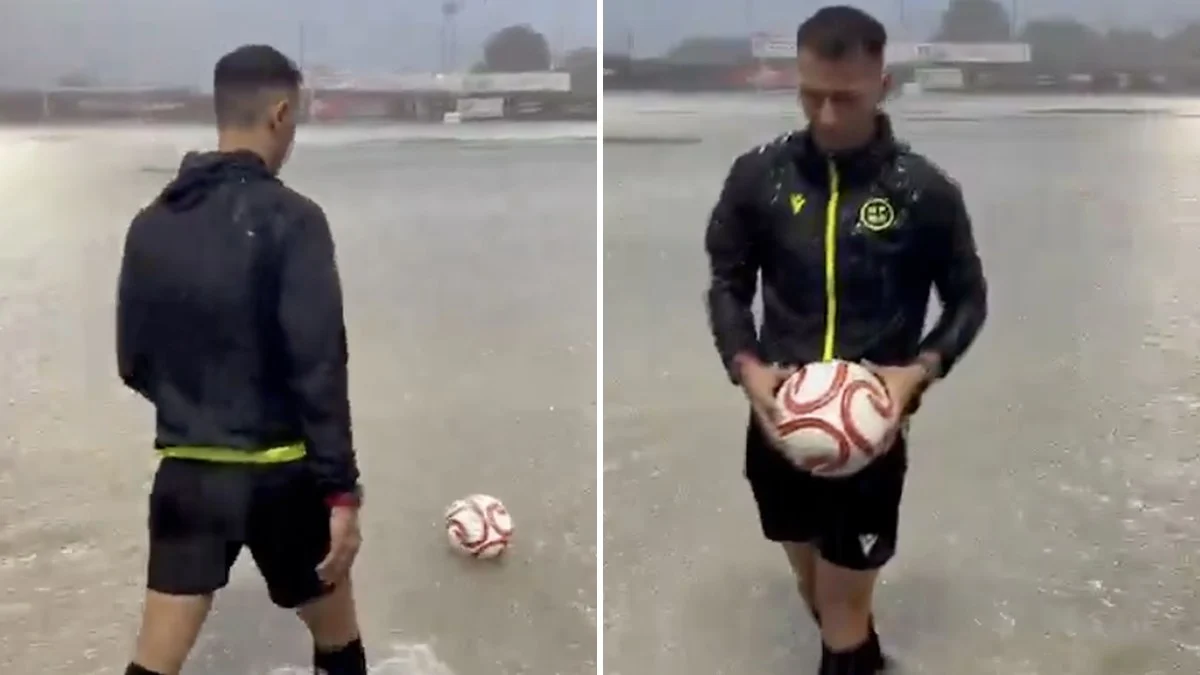 l8217arbitro con l8217acqua alle caviglie lancia il pallone per vedere se rimbalza deriso sui social 8211 video da Ilnapolista.it l8217arbitro con l8217acqua alle caviglie lancia il pallone per vedere se rimbalza deriso sui social 8211 video