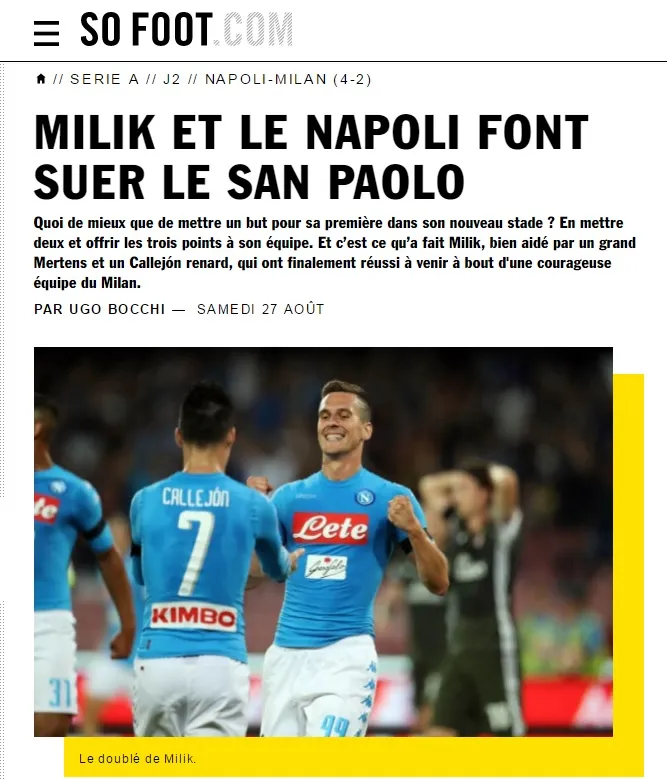 «Il Napoli ci piace». Parola di So Foot, lo stesso giornale che ha messo 3,5 a Cavani per Monaco-Psg «Il Napoli ci piace». Parola di So Foot, lo stesso giornale che ha messo 3,5 a Cavani per Monaco-Psg