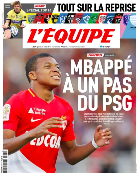 L’Equipe “apre” su Mbappé al Psg. Nemmeno una riga sull’eventuale offerta per Reina L’Equipe “apre” su Mbappé al Psg. Nemmeno una riga sull’eventuale offerta per Reina
